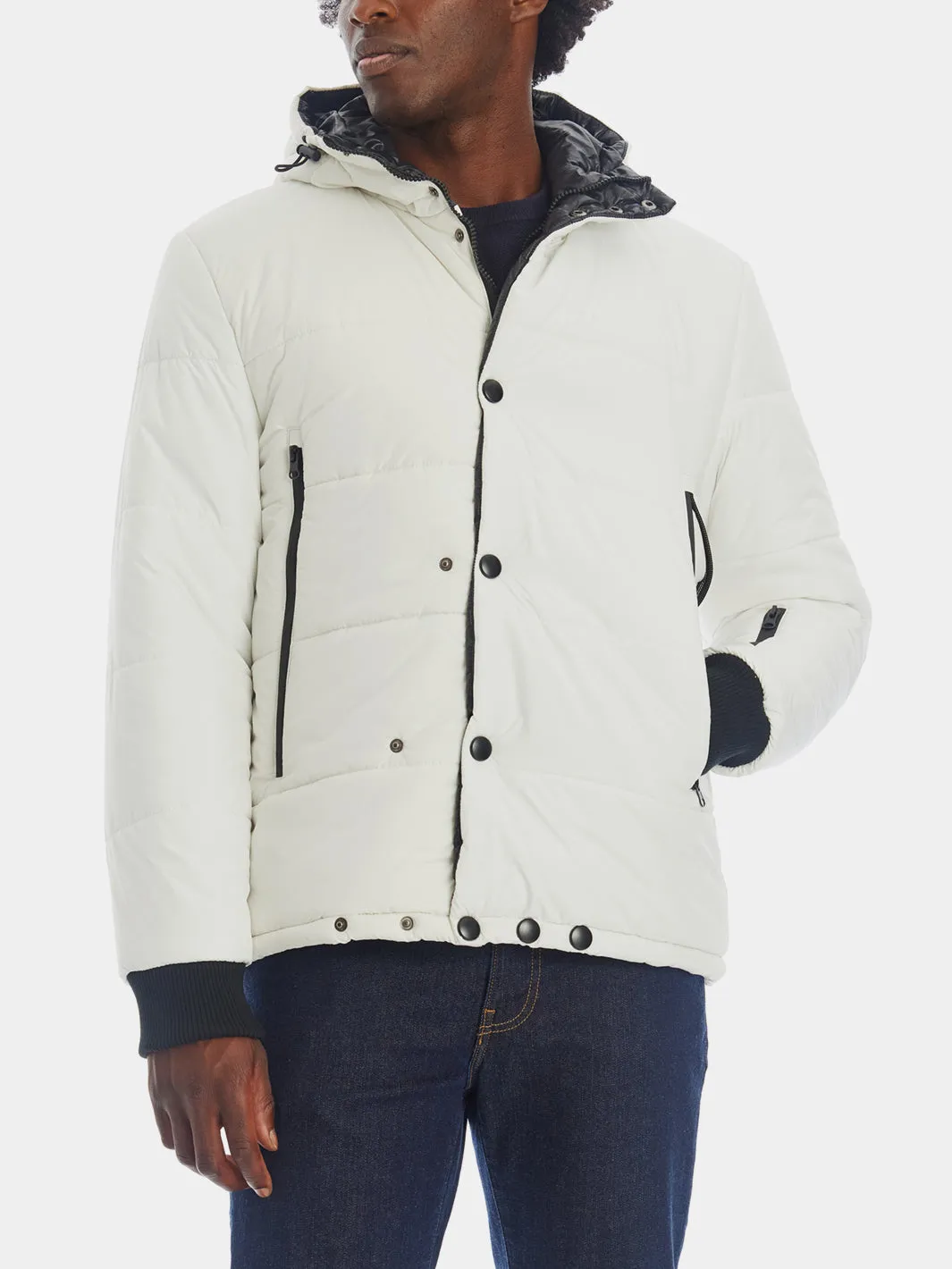 Snap Detail Hooded Puffer Jacket