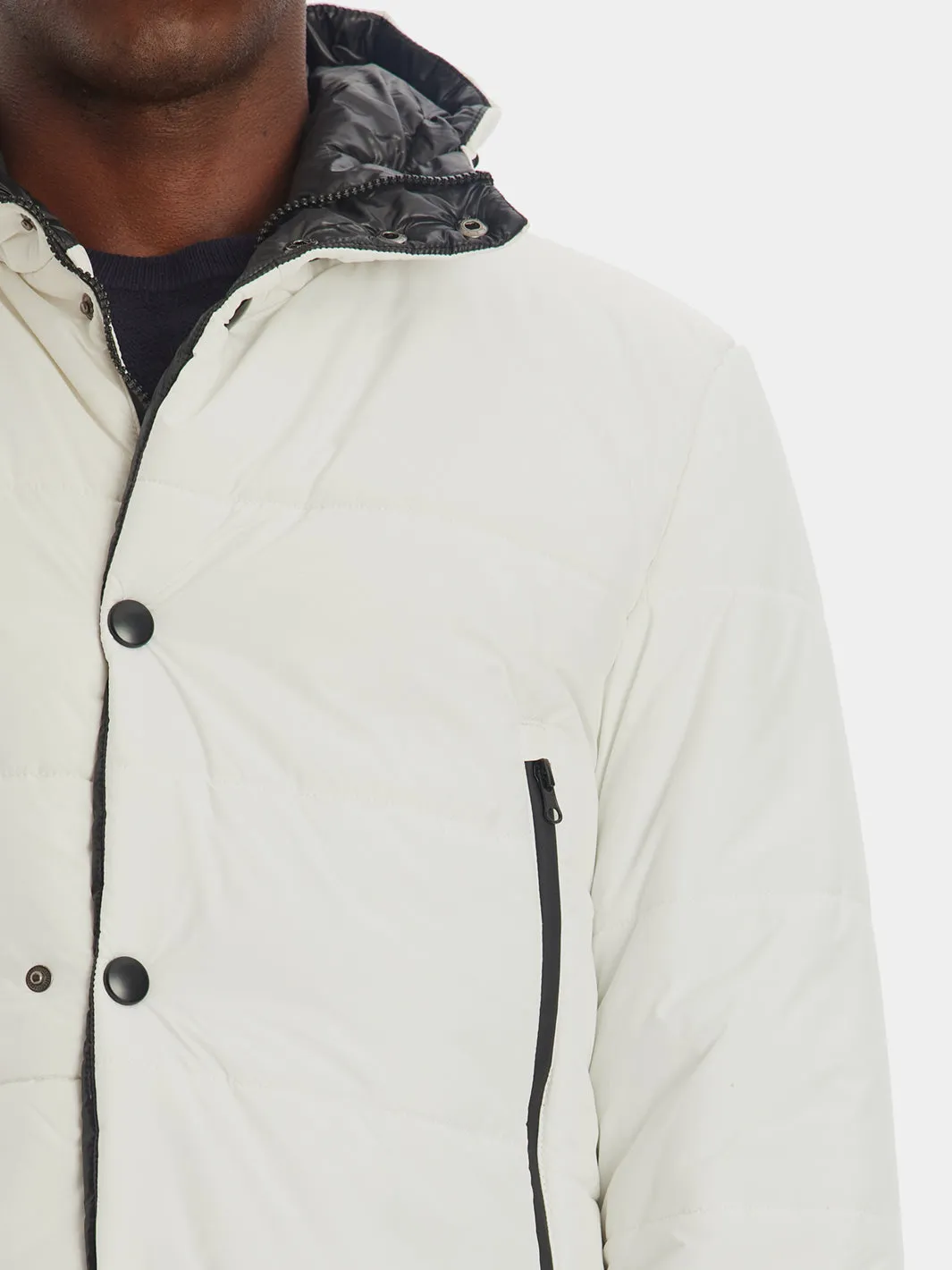 Snap Detail Hooded Puffer Jacket