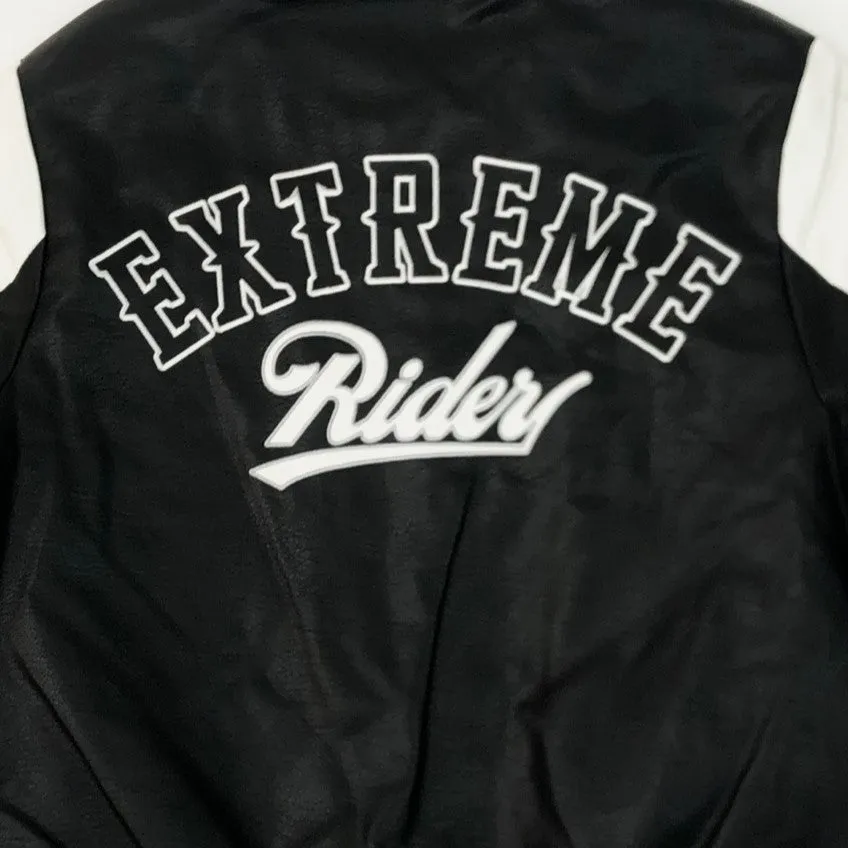 REBEL MINDS Extreme Rider Leather Varsity Jacket