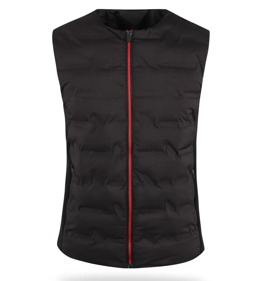 Black Contrast Golfwear Vests Zipup Waistcoats Puffer Warm Winter Stylish Mens Korean Style Outdoor Wellon