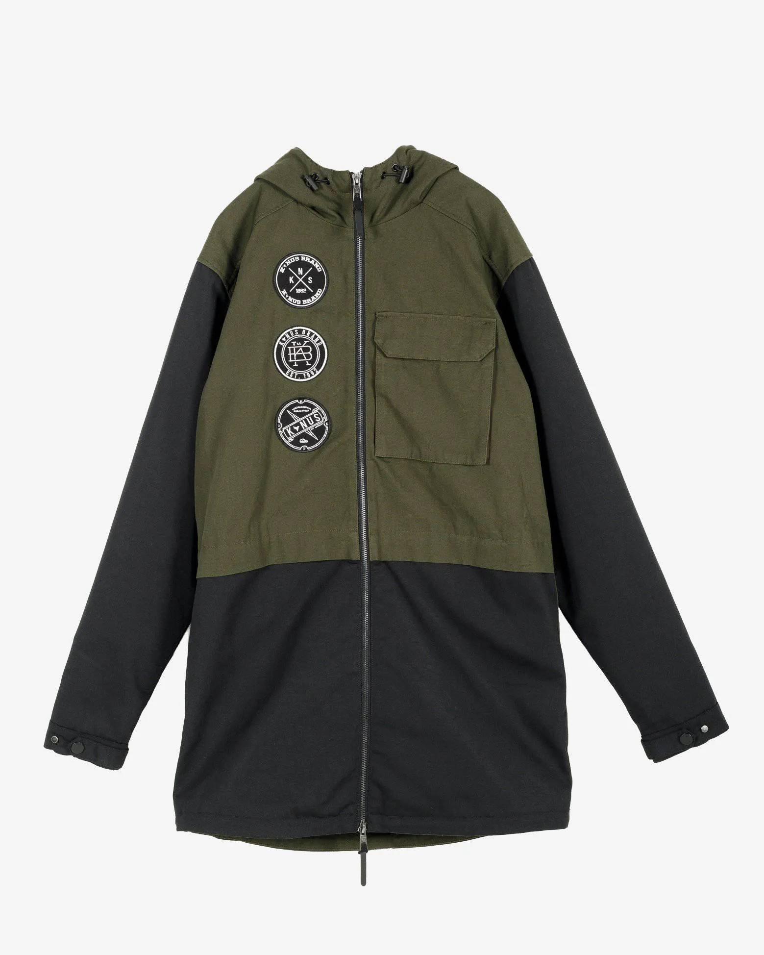 Konus Men's Hooded Jacket w/ Color Block x Patch in Olive