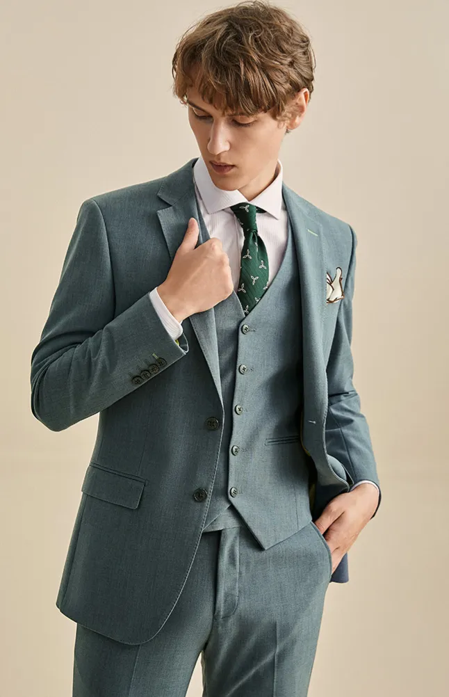 Clementine Groom Teal Green Suit, Vest, Pants (3 Piece)