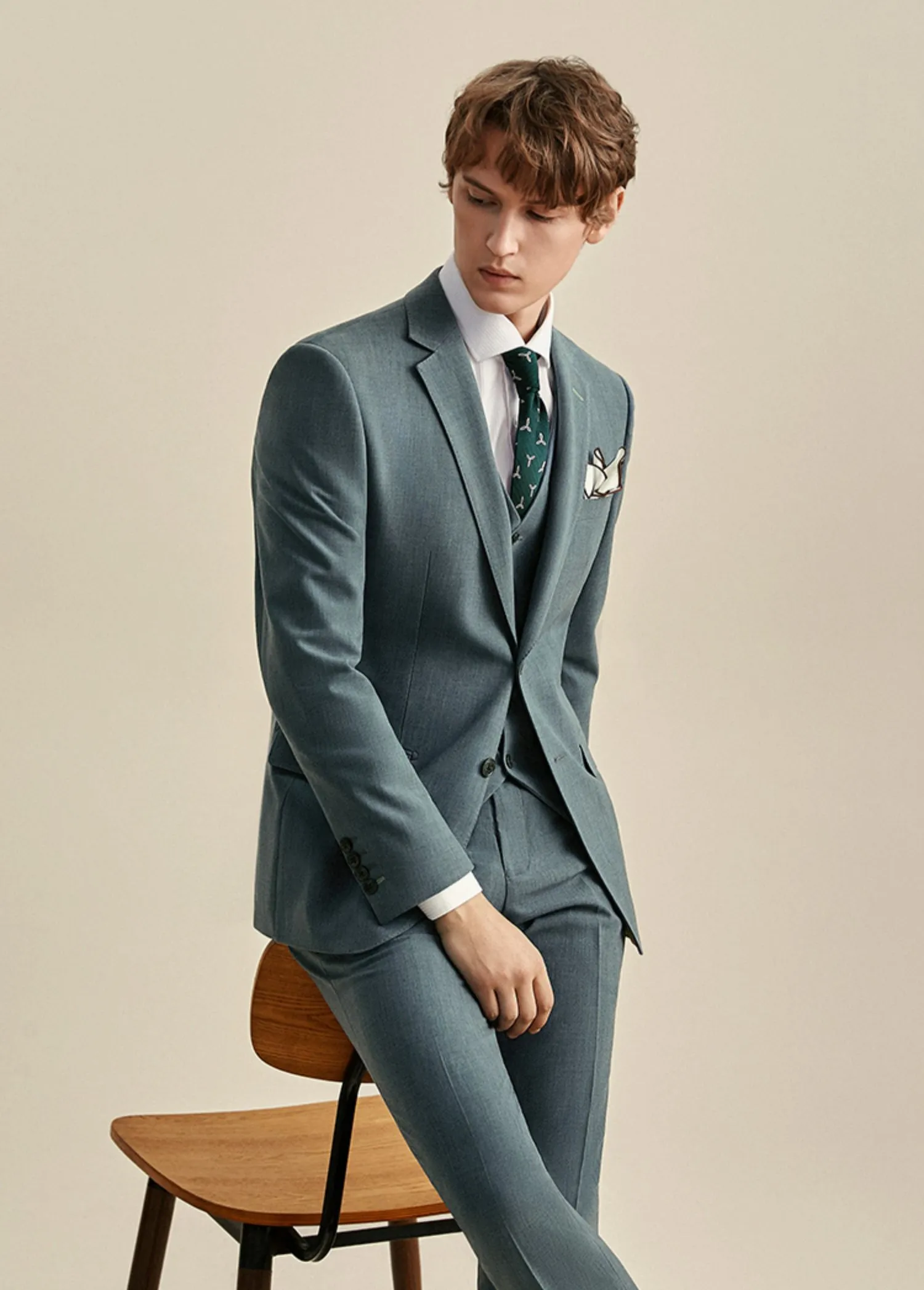 Clementine Groom Teal Green Suit, Vest, Pants (3 Piece)