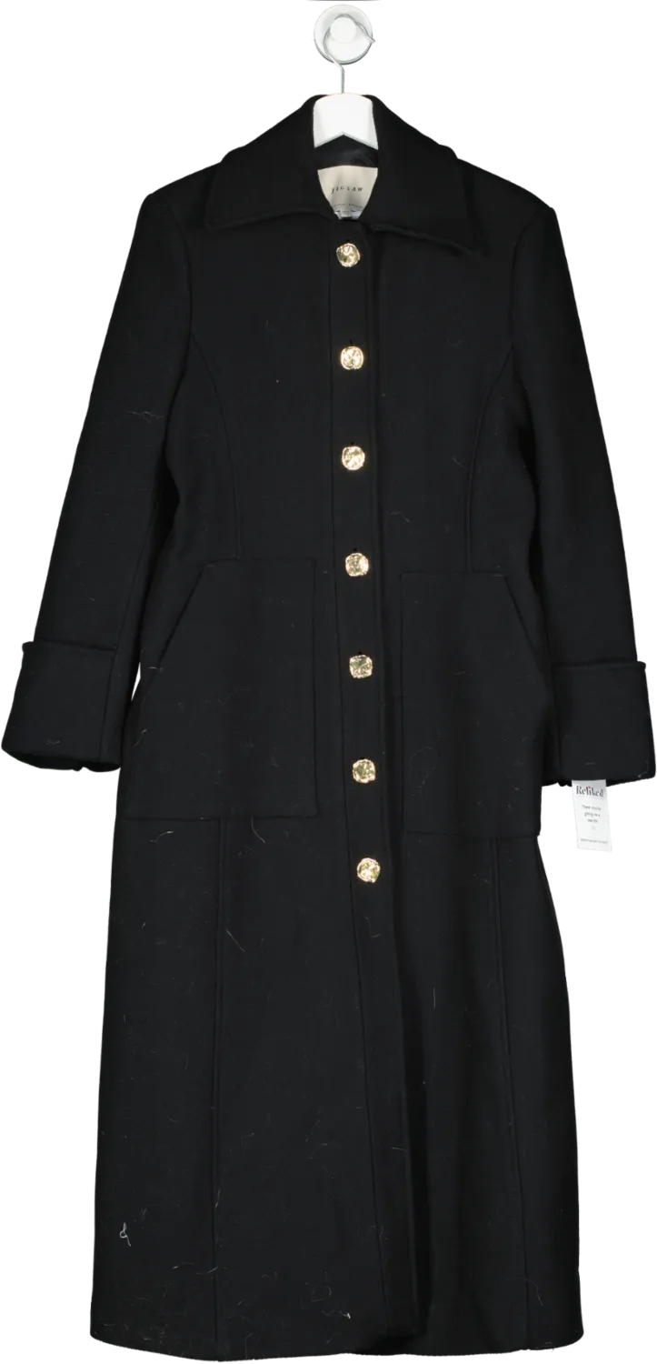 Jigsaw Black Italian Wool Military Coat UK 10