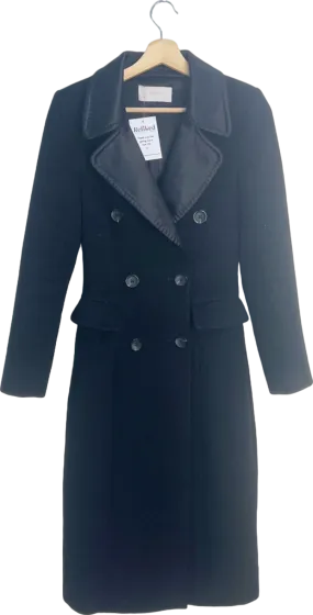 L. Cuppini Black Cashmere Middleton Double-Breasted Coat in Size UK S - Elegant and Timeless Outerwear for Sophisticated Style