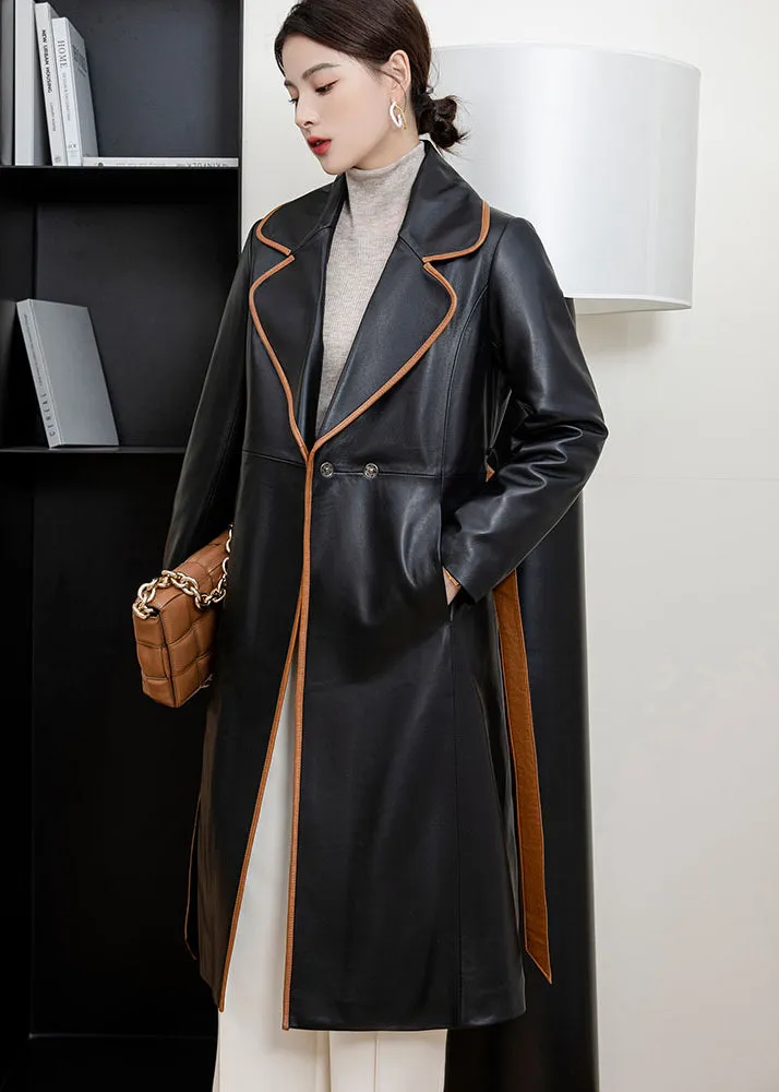 Grace Fur Collar Genuine Leather Down Coat