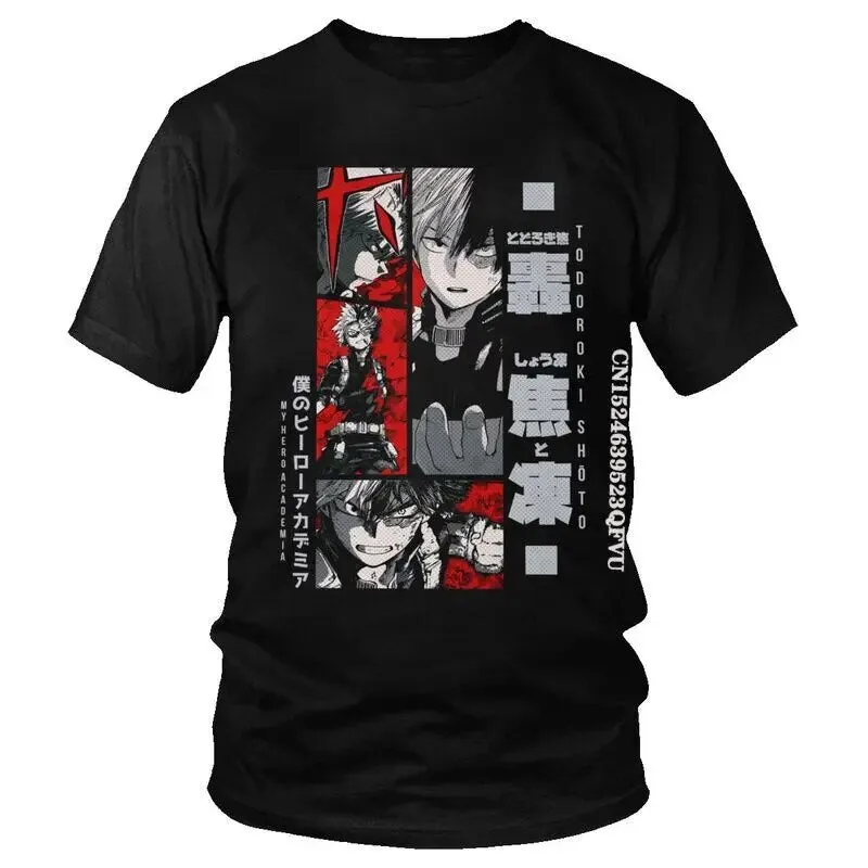 Shoto Todoroki Tshirts Men Leisure Cotton Oversized T Shirt Anime Manga My Hero Academia T Shirts EMO Men  Kawaii Clothes (2)