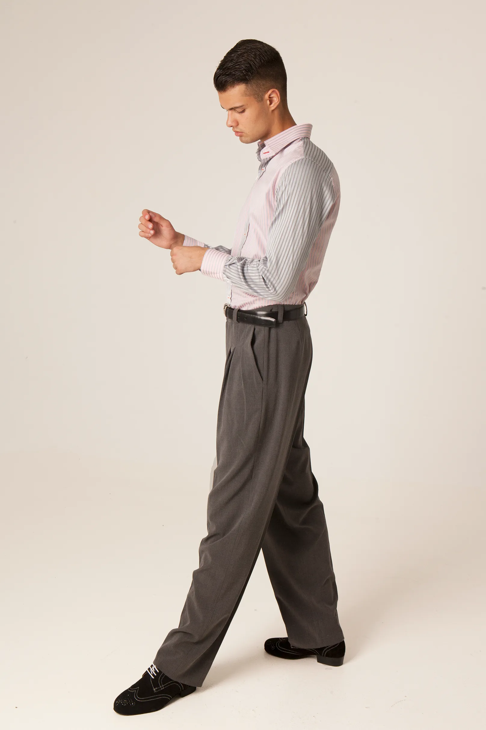 Gray Tango Pants With Three Pleats