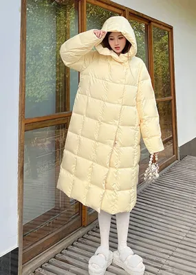 Lindsay Yellow Hooded Long Down Puffy Coat