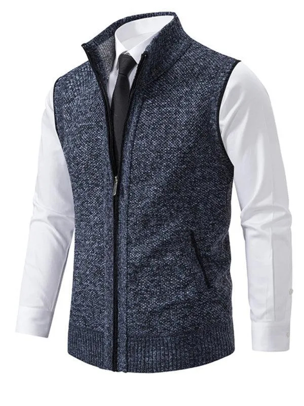 Stand Collar Sleeveless Knitted Men Vests