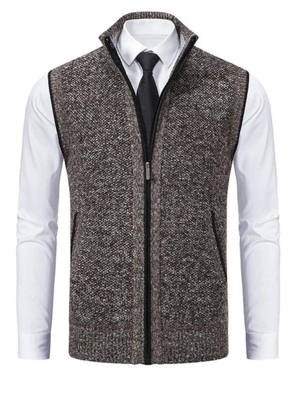 Stand Collar Sleeveless Knitted Men Vests