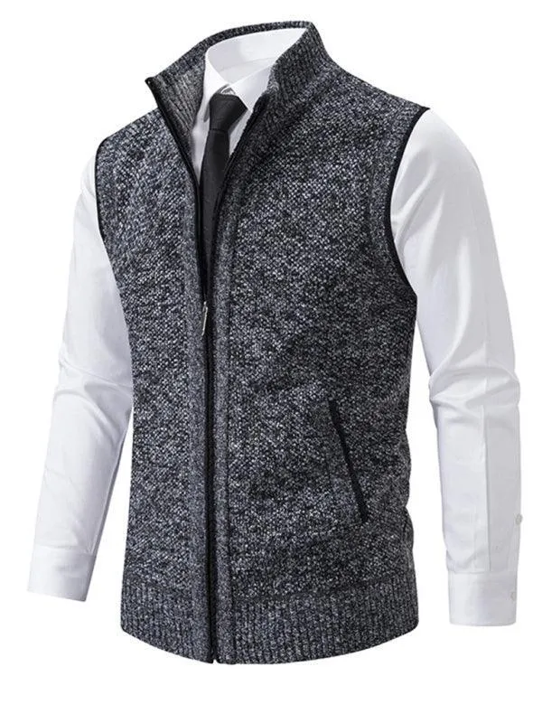 Stand Collar Sleeveless Knitted Men Vests