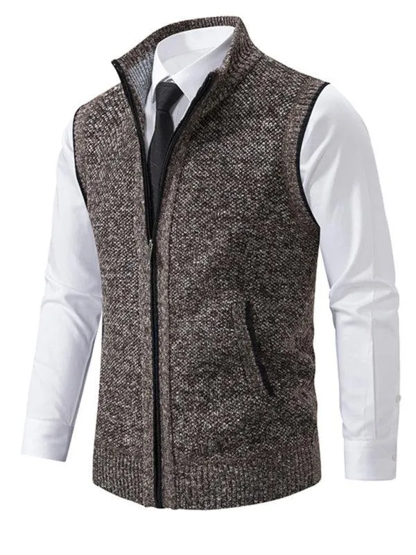 Stand Collar Sleeveless Knitted Men Vests