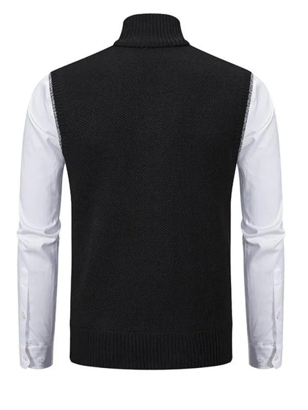 Stand Collar Sleeveless Knitted Men Vests