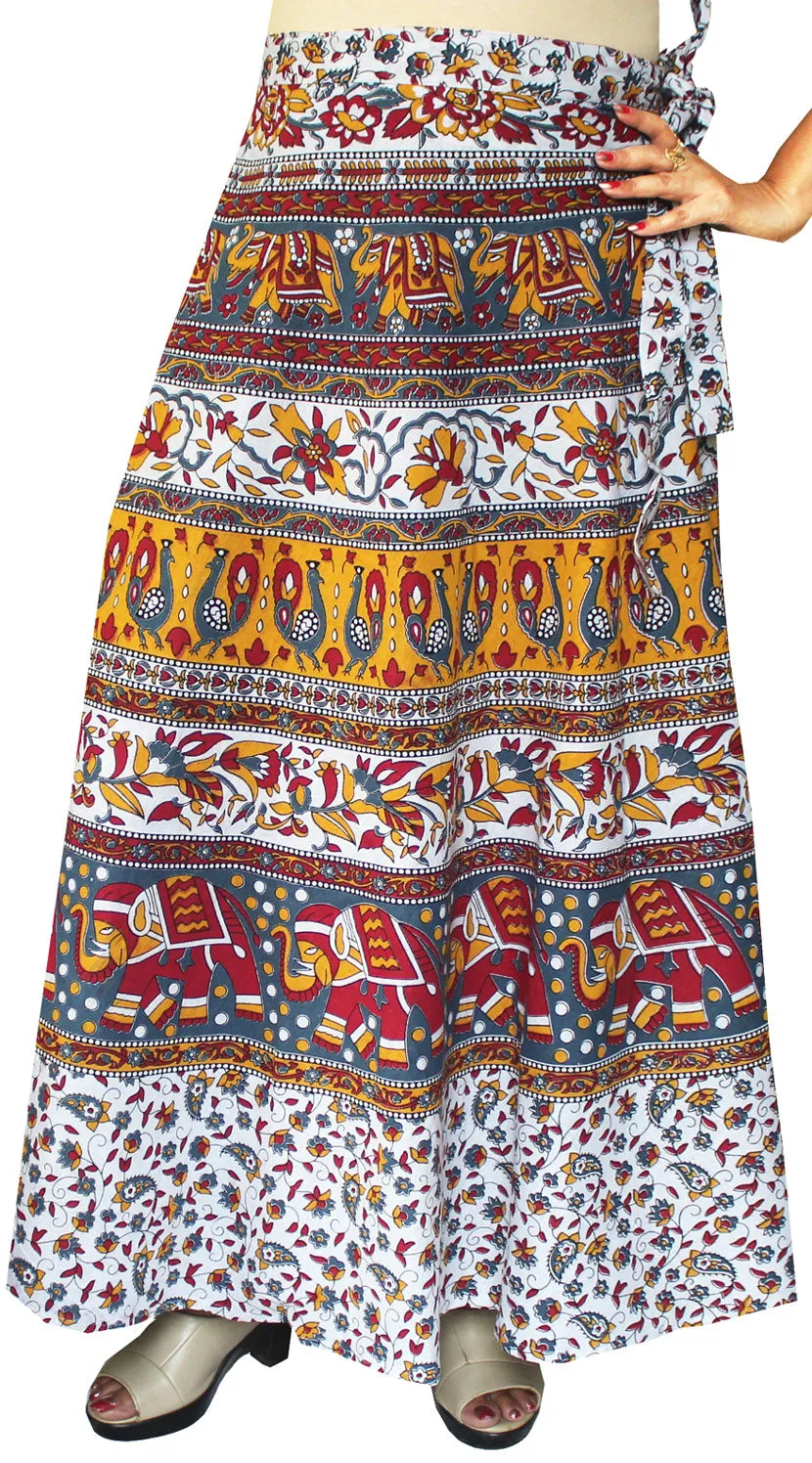 Long Cotton Women's Wrap Around Skirts from India (Maroon, One Size)