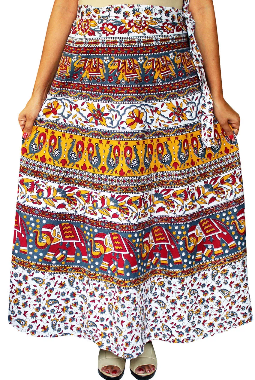 Long Cotton Women's Wrap Around Skirts from India (Maroon, One Size)