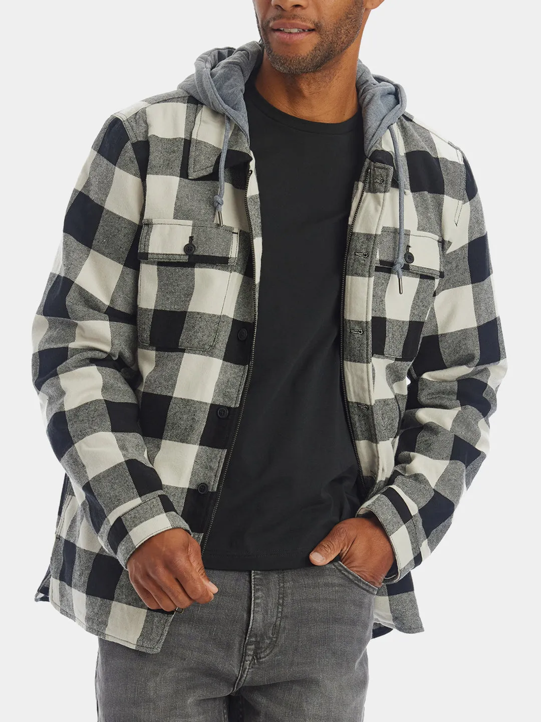 Sherpa Lined Hooded Shirt Jacket