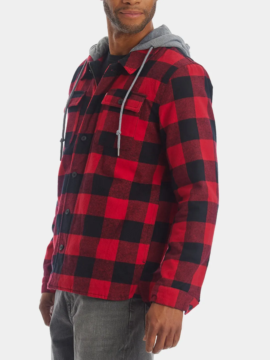 Sherpa Lined Hooded Shirt Jacket