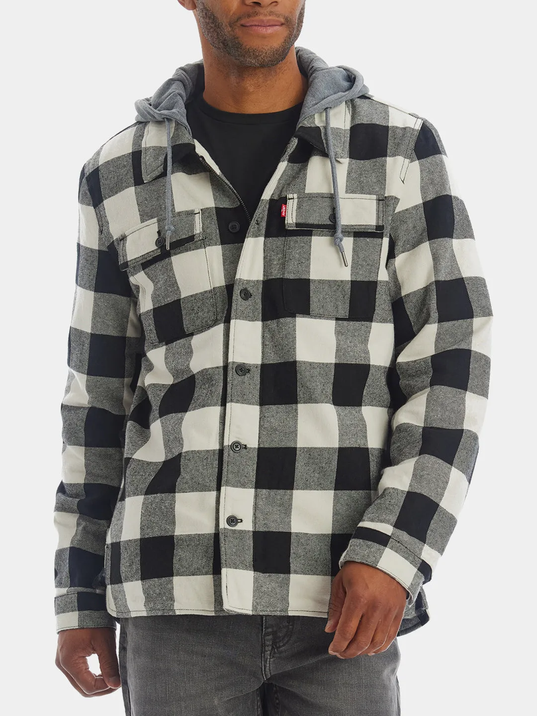 Sherpa Lined Hooded Shirt Jacket