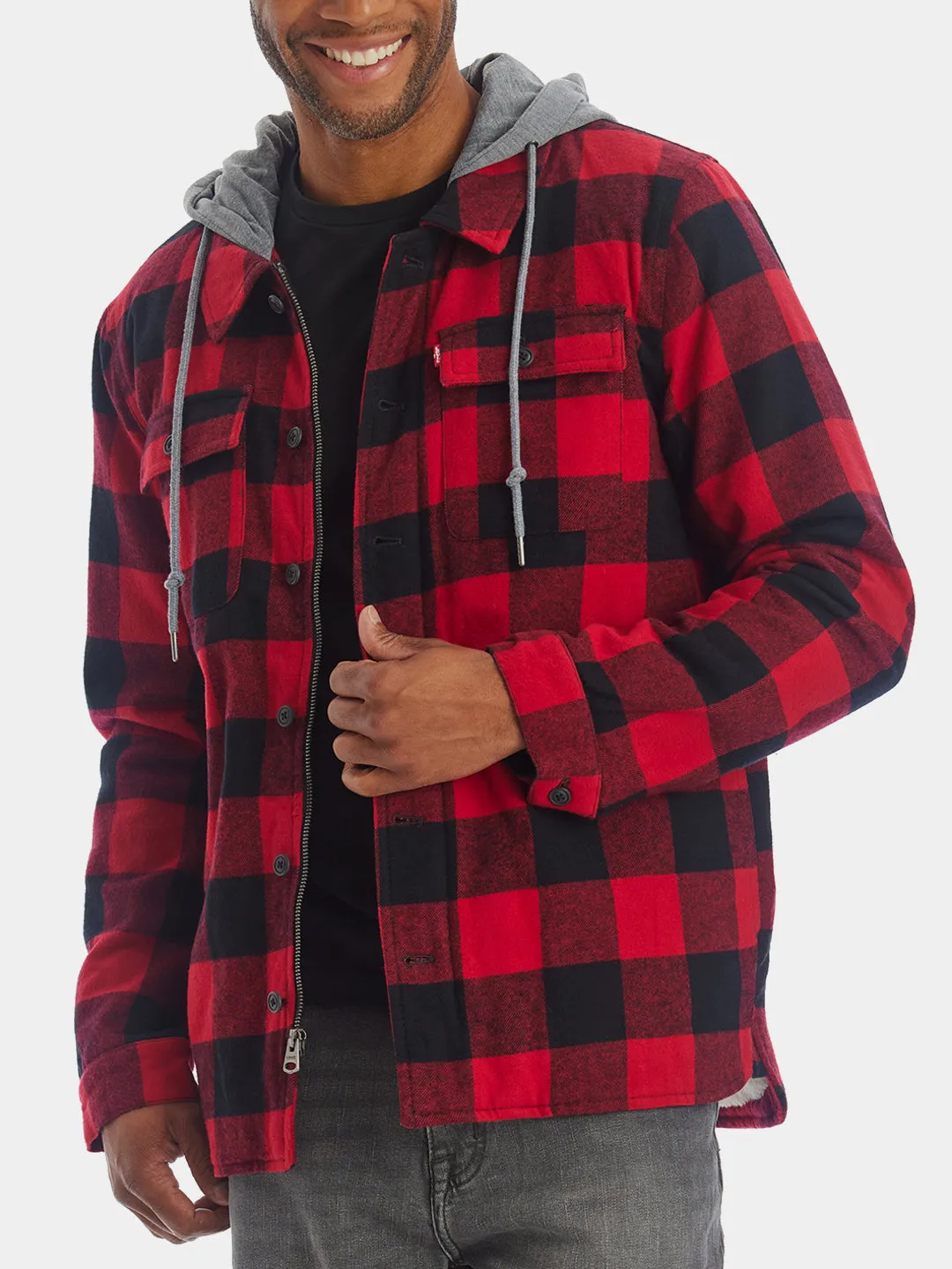 Sherpa Lined Hooded Shirt Jacket