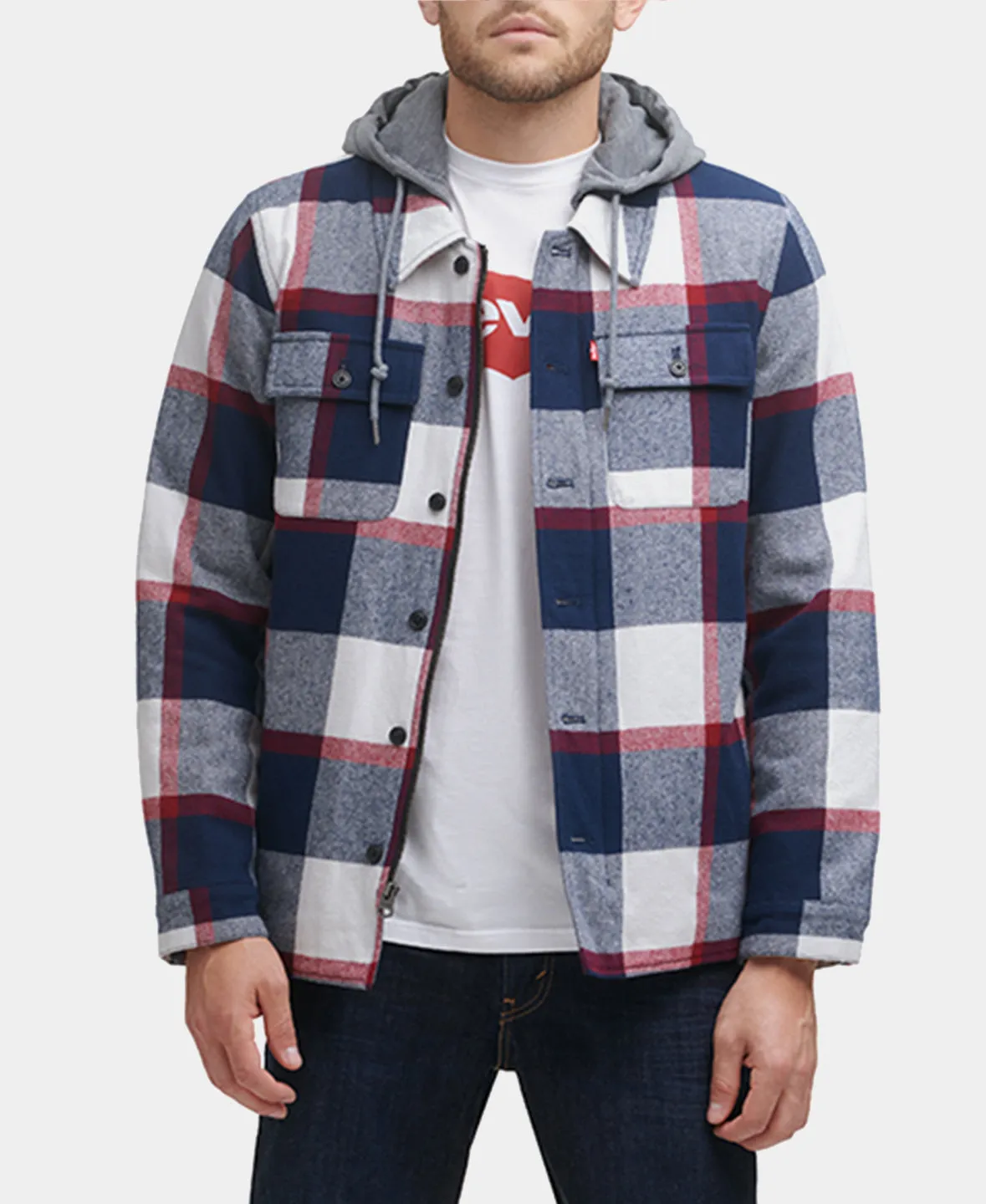 Sherpa Lined Hooded Shirt Jacket