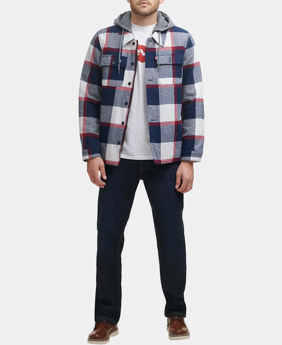 Sherpa Lined Hooded Shirt Jacket