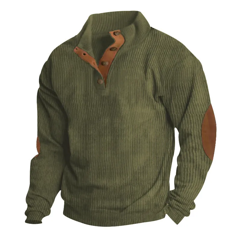 Long-sleeved Sweatshirt with Stand-up Collar Corduroy for Men