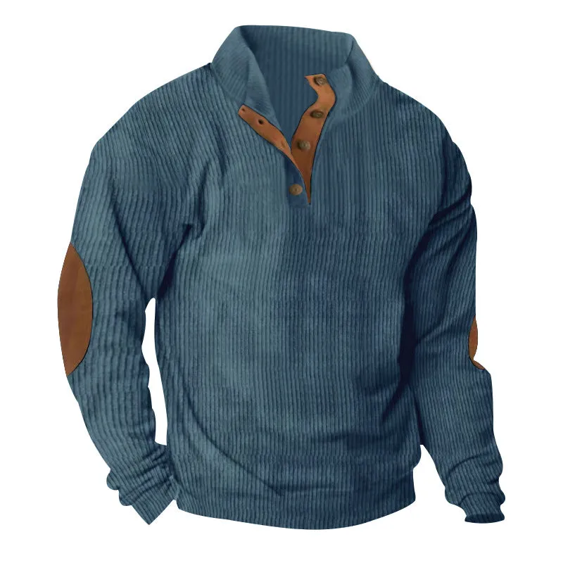 Long-sleeved Sweatshirt with Stand-up Collar Corduroy for Men