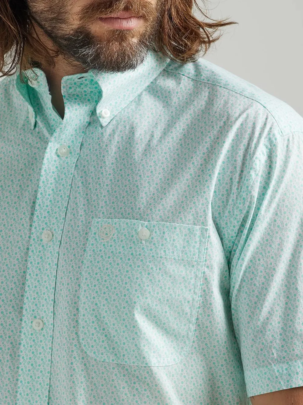 'George Strait' Men's Print Relaxed Fit Button Down - Mint Paisley