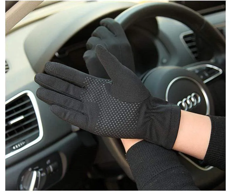 Summer Sun Protection Gloves Male Thin Breathable Anti-Slip Driving Gloves Anti-UV Full Fingers Man Mittens SZ105W1