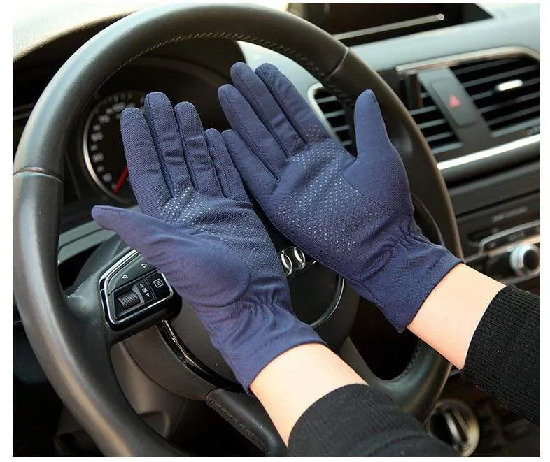 Summer Sun Protection Gloves Male Thin Breathable Anti-Slip Driving Gloves Anti-UV Full Fingers Man Mittens SZ105W1