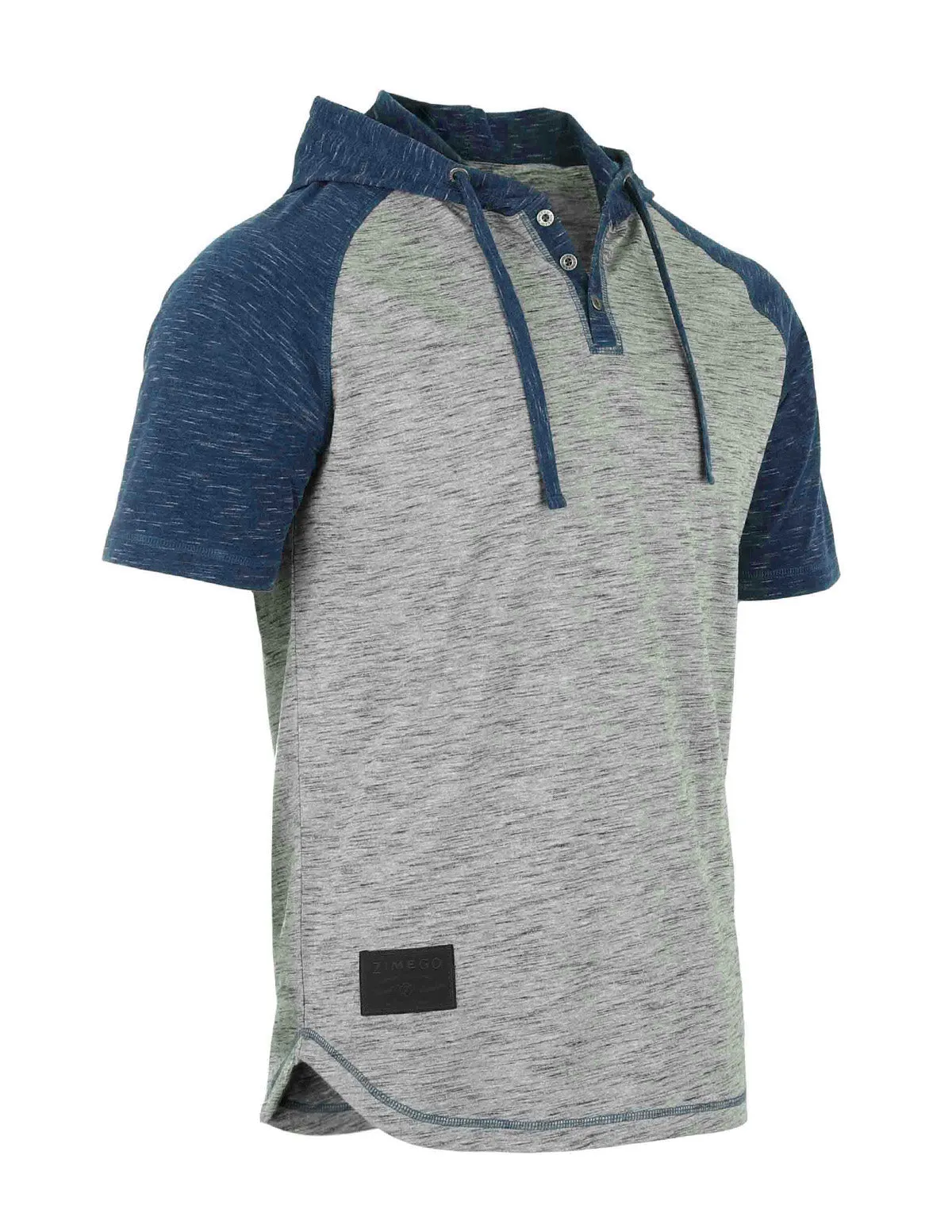 Two-Tone Men's Short Sleeve Raglan Henley Hoodie