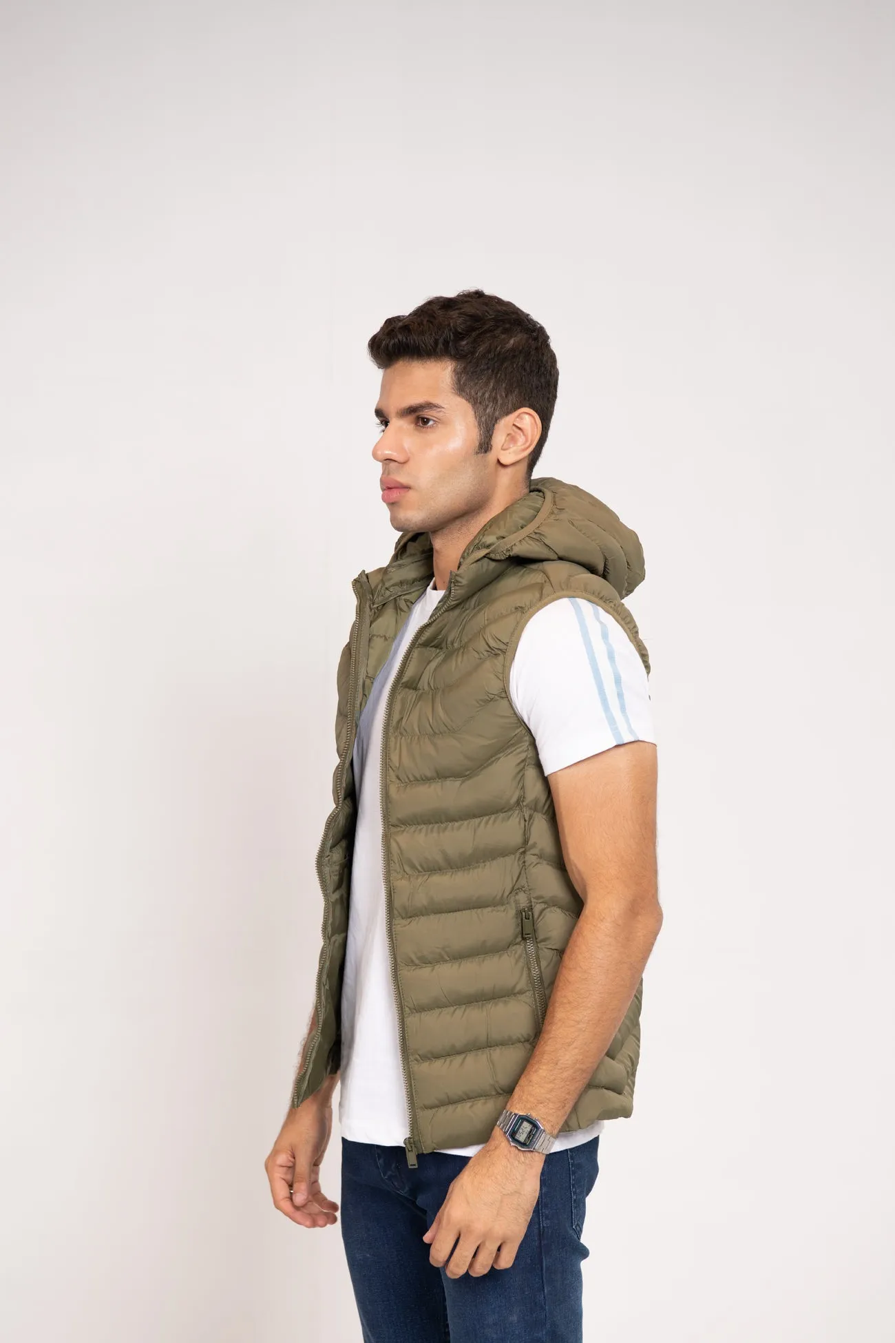 HOODED PADDED GILET