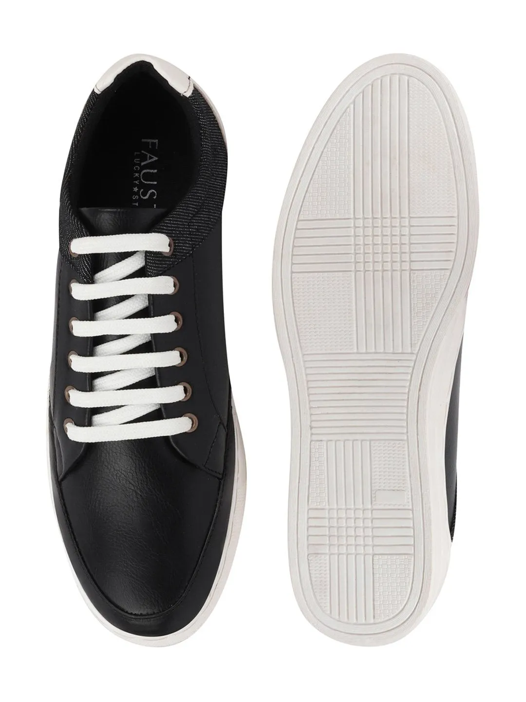 Men Black Classic Lace Up Sneakers