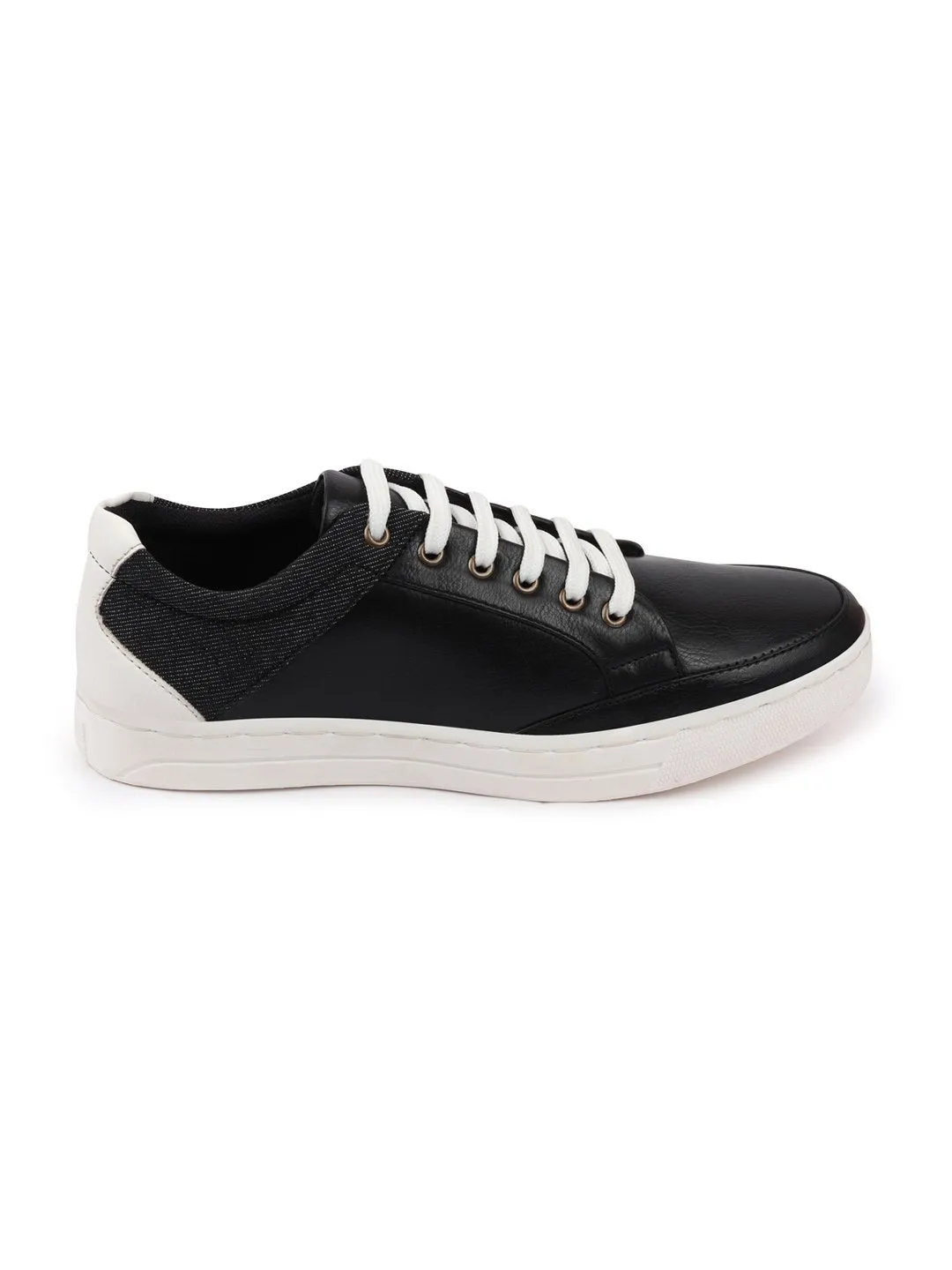 Men Black Classic Lace Up Sneakers