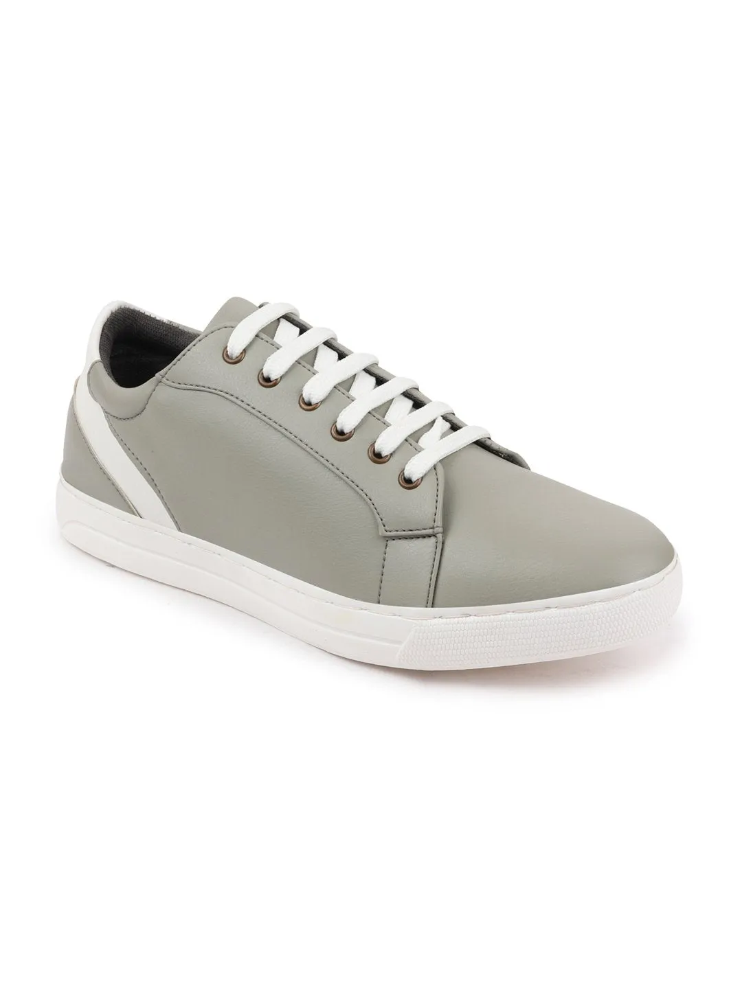 Men Grey Stylish Lace Up Sneakers