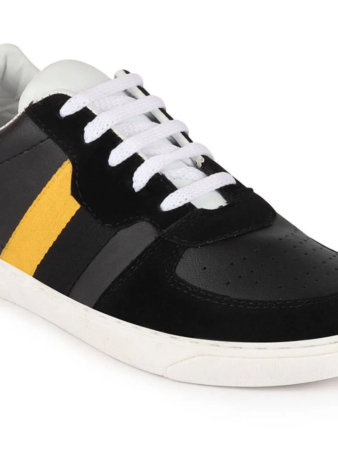 Men Black Lace Up Trendy Sneakers