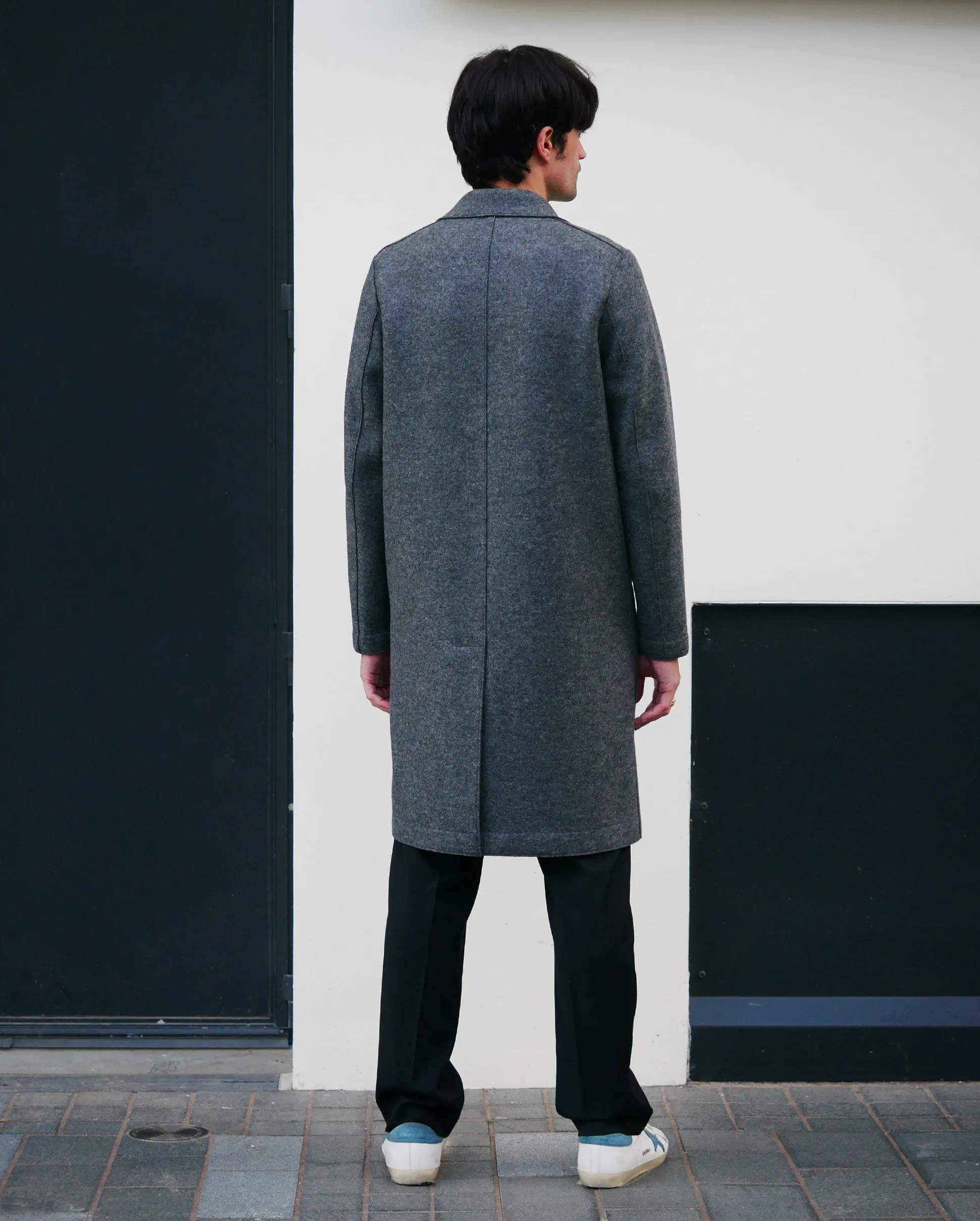 MEN OVERCOAT PRESSED WOOL / MIDDLE GREY