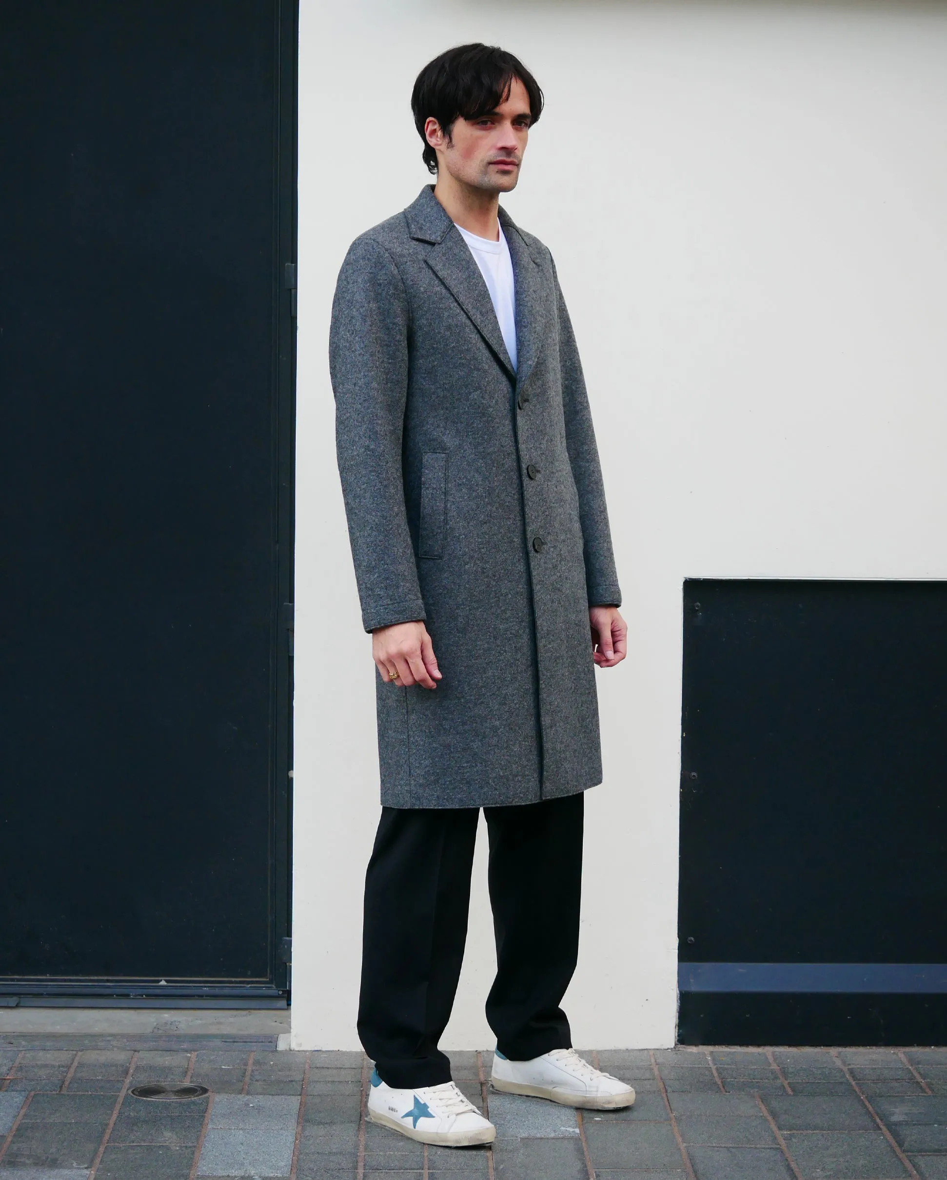 MEN OVERCOAT PRESSED WOOL / MIDDLE GREY