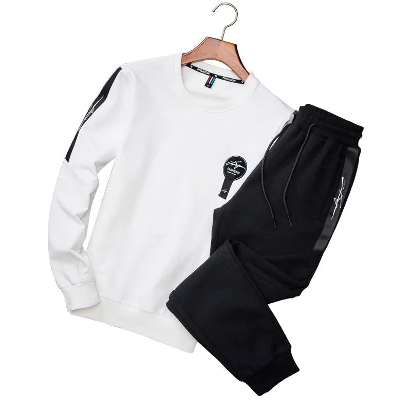 Men Sport Suit Running Set Spring Autumn Hooded Tracksuit Pullover