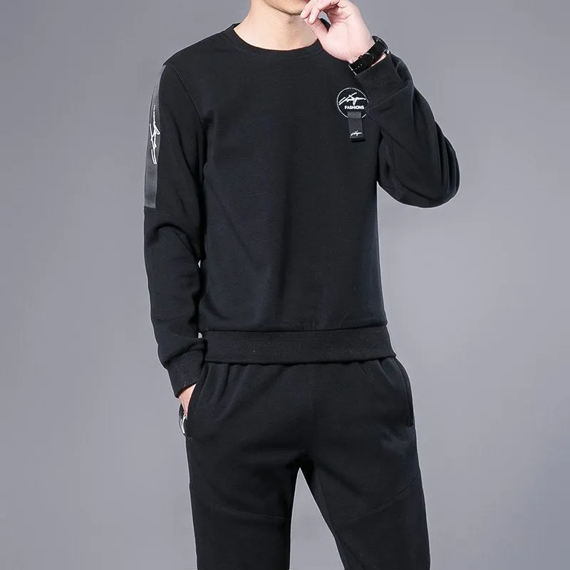 Men Sport Suit Running Set Spring Autumn Hooded Tracksuit Pullover