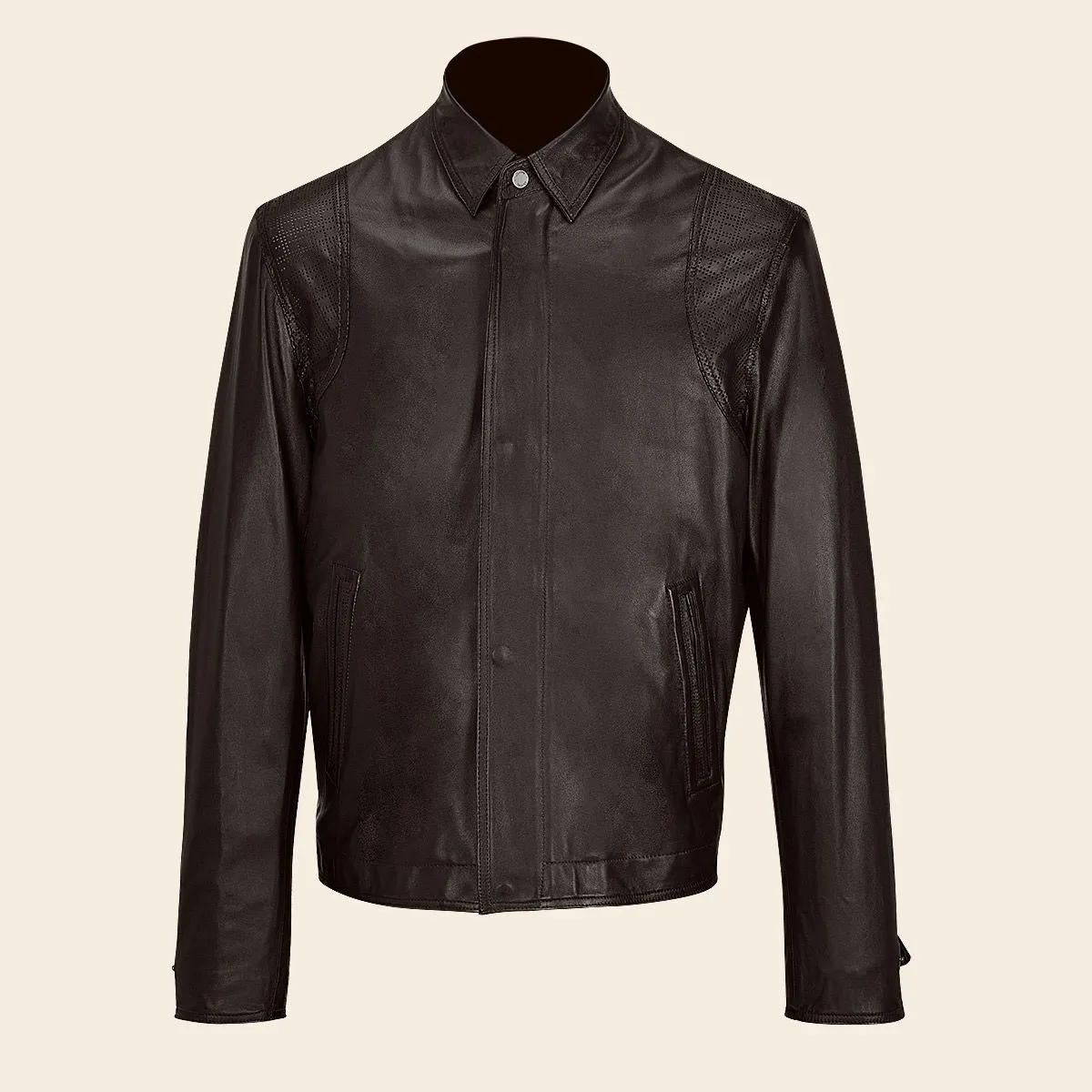 H328COC - Cuadra black dress casual fashion blouson leather jacket for men