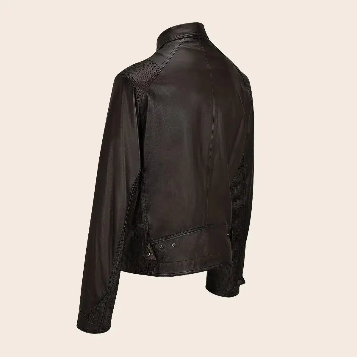 H328COC - Cuadra black dress casual fashion blouson leather jacket for men