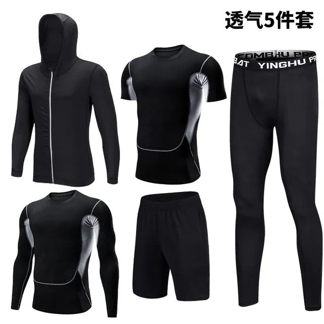 5PCS Set Men's Compression GYM Tights Sports Sportswear Suits