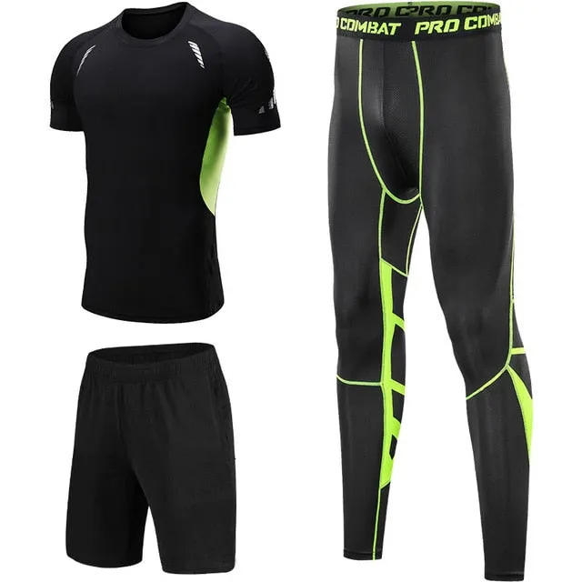 5PCS Set Men's Compression GYM Tights Sports Sportswear Suits