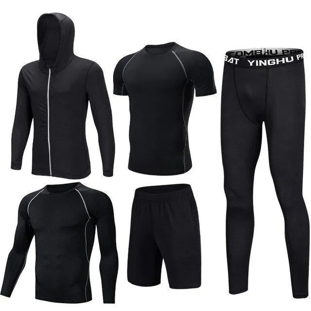 5PCS Set Men's Compression GYM Tights Sports Sportswear Suits