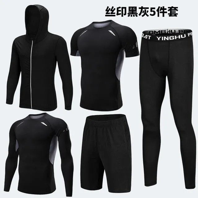 5PCS Set Men's Compression GYM Tights Sports Sportswear Suits