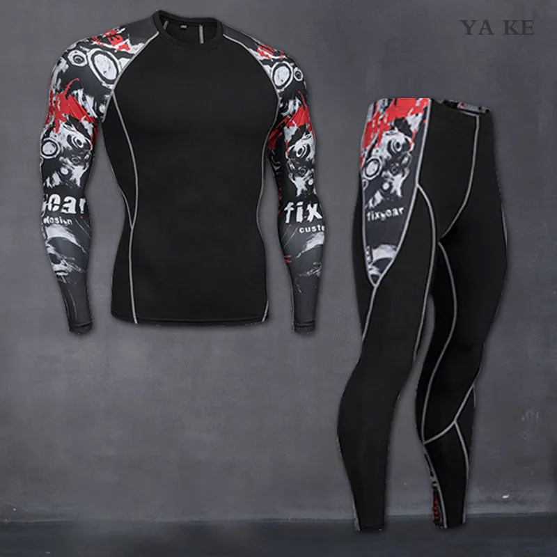 Men Sport Suit Camouflage Pattern Hoodies Set Warm Gym Suit