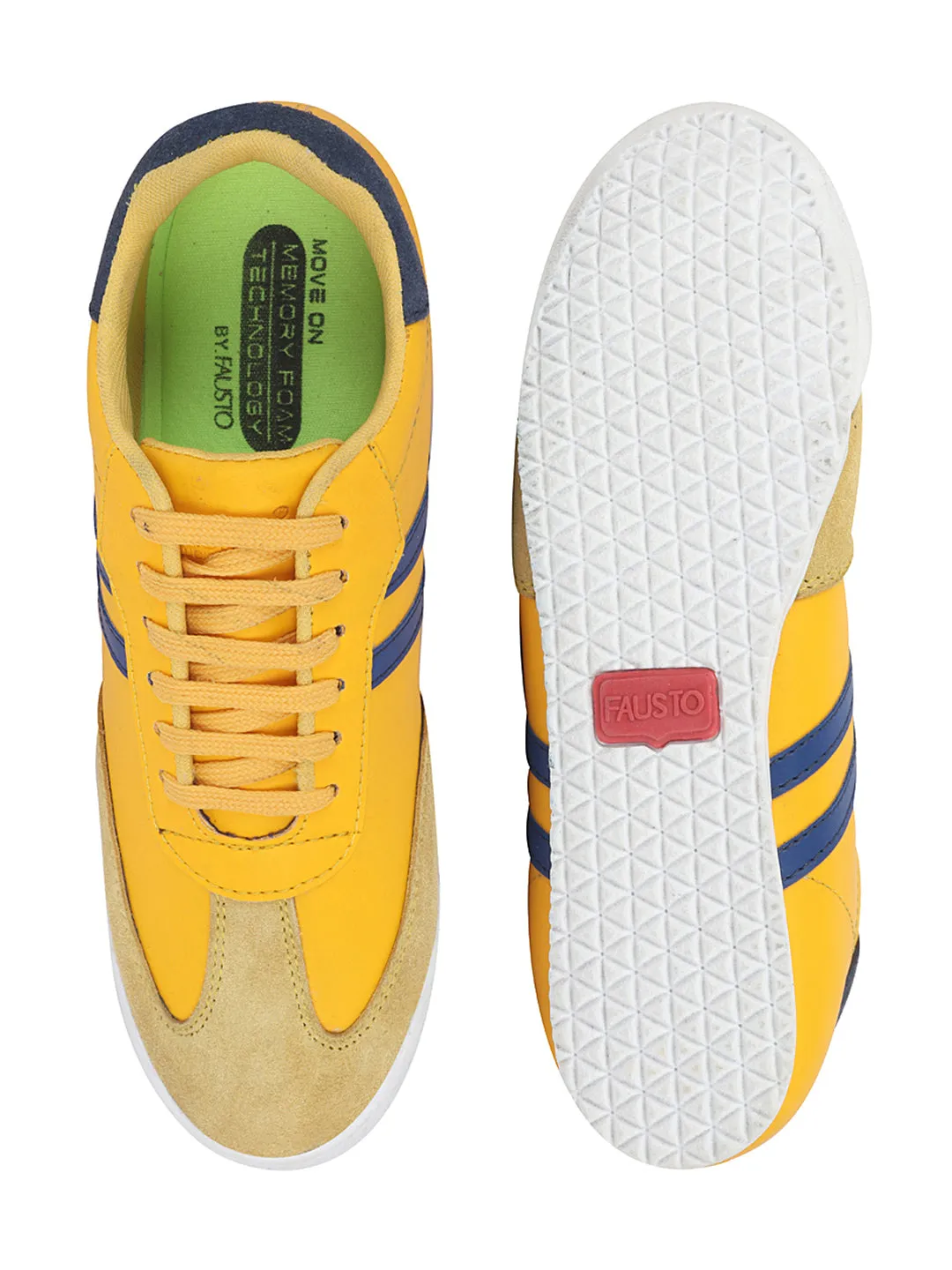 Men Yellow Lace Up Trendy Stylish Outdoor Fashion Sneakers