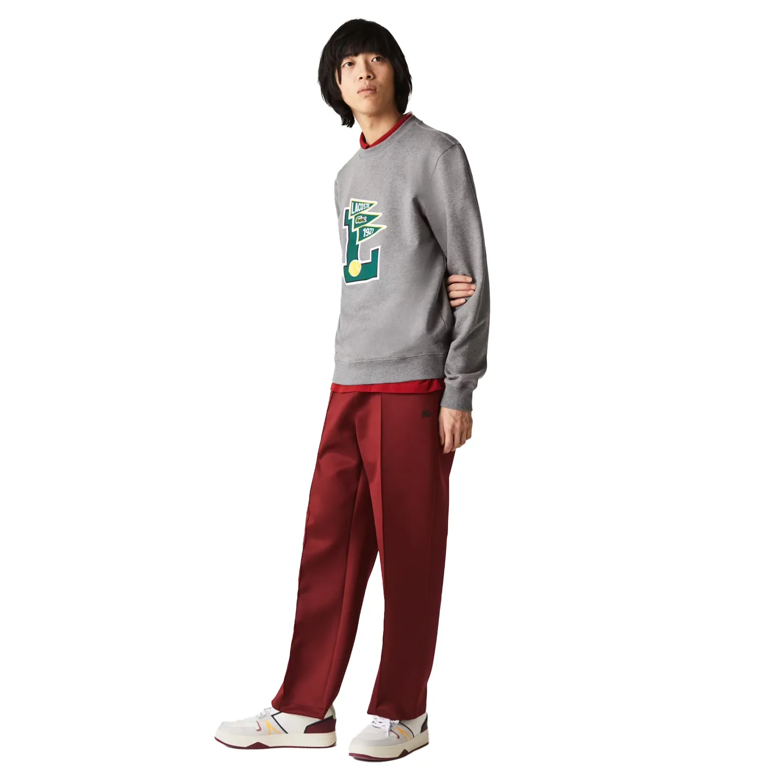 Lacoste Men’s Pennants Crewneck Sweatshirt Grey Chine